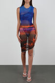 שמלת רשת מיני א-סימטרית עם הדפס ססגוני LOUISA BALLOU